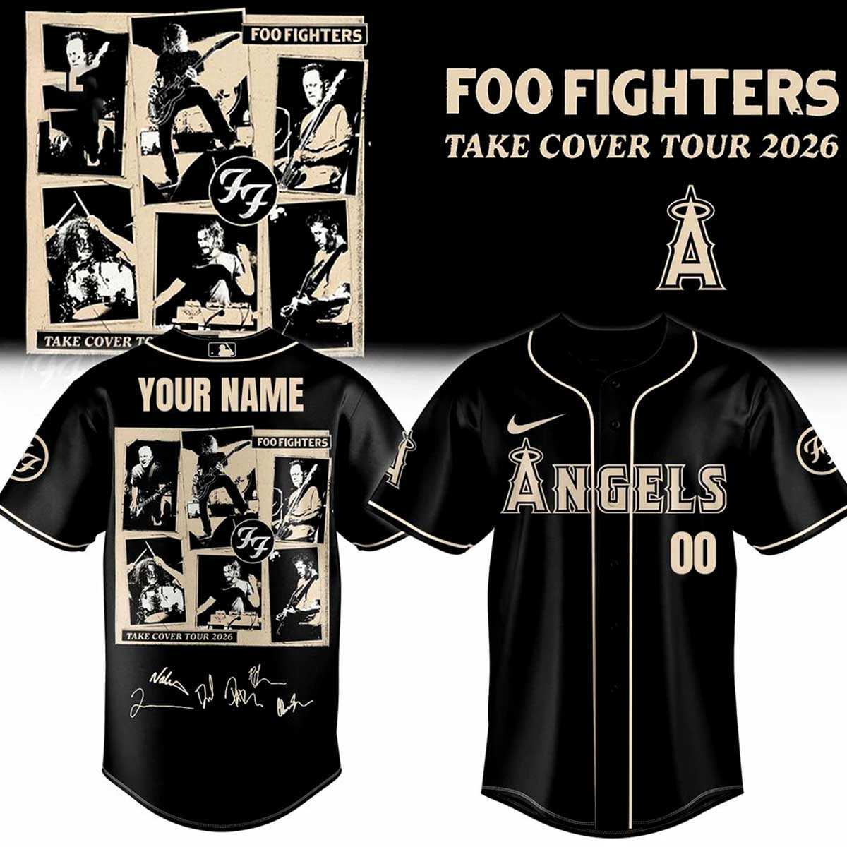 Los Angeles Angels Foo Fighters Take Cover Tour 2026 Baseball Jersey Los Angeles Angels Foo Fighters Take Cover Tour 2026 Baseball Jersey