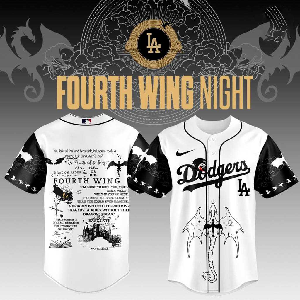 Los Angeles Dodgers Fourth Wing Night Jersey Dragon Graphics Quotes Edition Los Angeles Dodgers Fourth Wing Night Jersey Dragon Graphics Quotes Edition