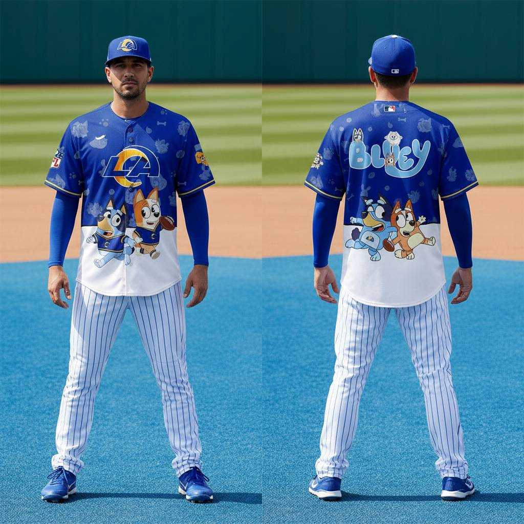 Miami Dolphins Bluey Night Baseball Jersey