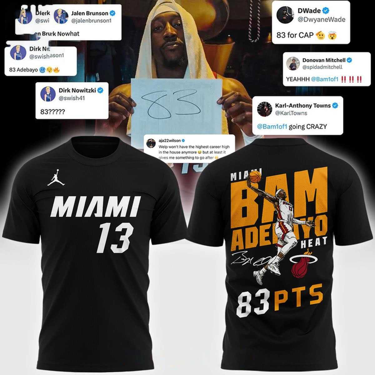 Miami Heat Bam Adebayo 2026 The Bam Game 13 Hoodie Tee