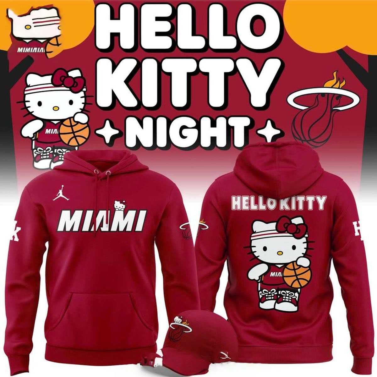 Miami Heat Hello Kitty 2026 Night Celebration Hoodie Tees
