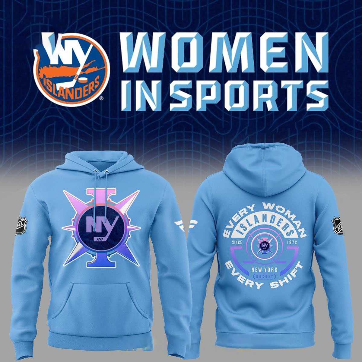 New York Islanders Celebrating Women In Sports 2026 Night Hoodie Tee New York Islanders Celebrating Women In Sports 2026 Night Hoodie Tee