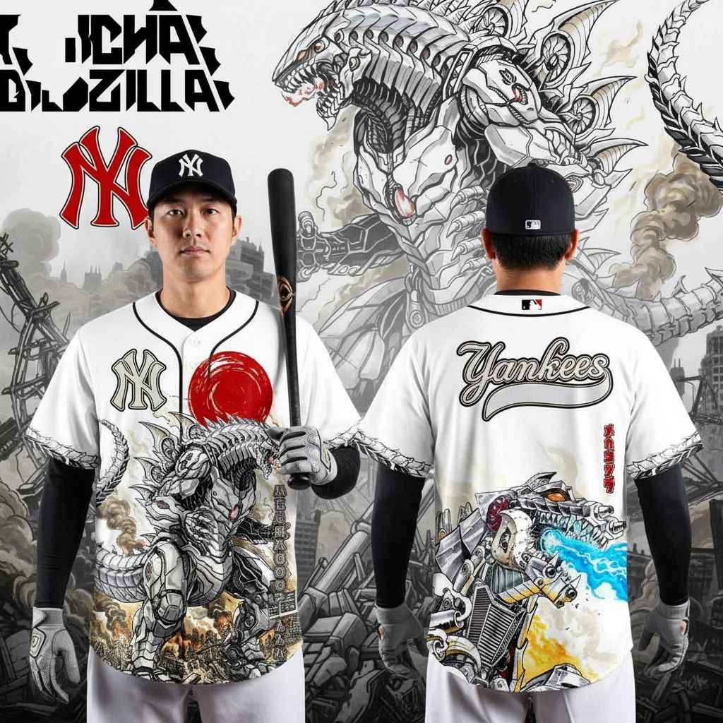 New York Yankees MechaGodzilla Monster Edition Baseball Jersey New York Yankees MechaGodzilla Monster Edition Baseball Jersey