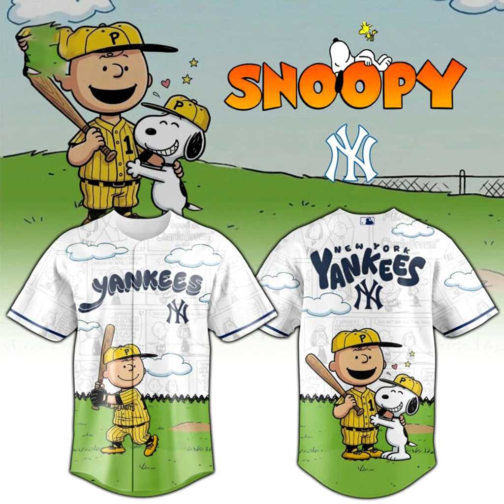 New York Yankees Peanuts Gang Cartoon Baseball Jersey