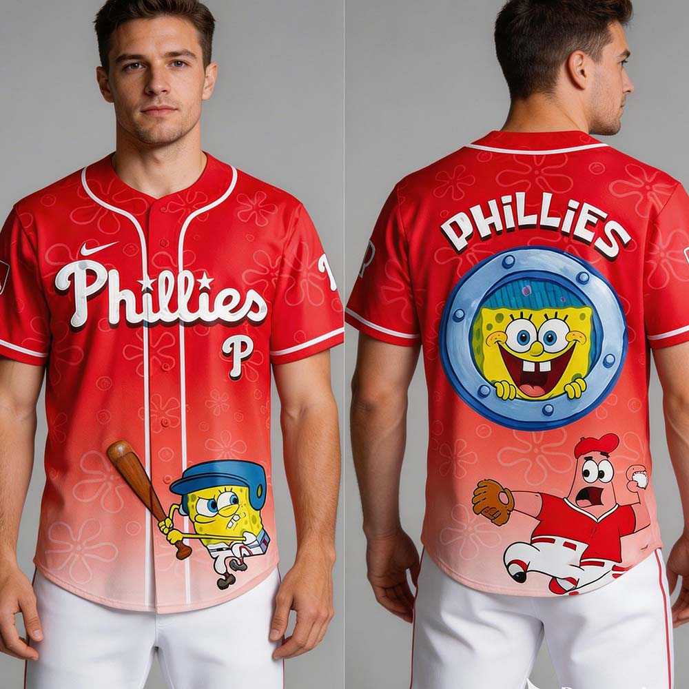 Phillies SpongeBob SquarePants MLB All Teams Home Run Baseball Jersey Phillies SpongeBob SquarePants MLB All Teams Home Run Baseball Jersey