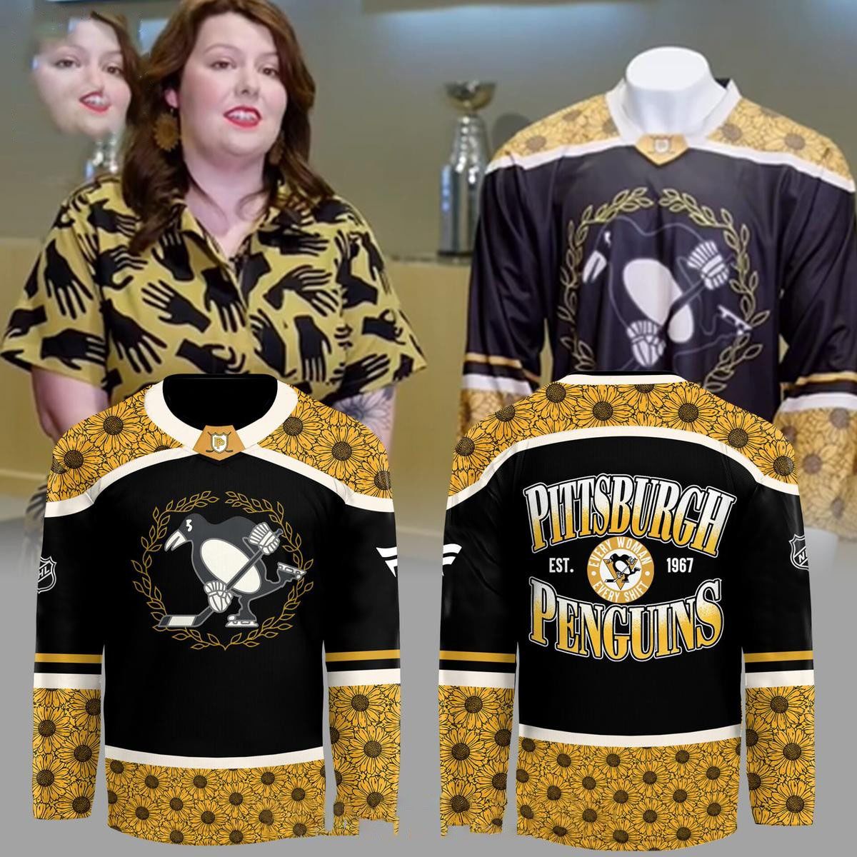 Pittsburgh Penguins Her Hockey Day 2026 Sunflower Custom Hockey Jersey