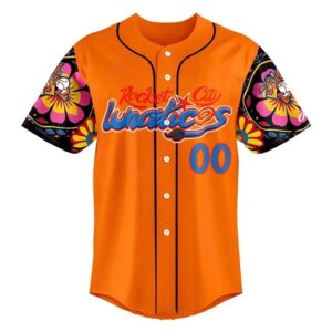 Rocket City Trash Pandas Rawlings Orange Lunaticos 2026 Baseball Jersey 2 1.jpg