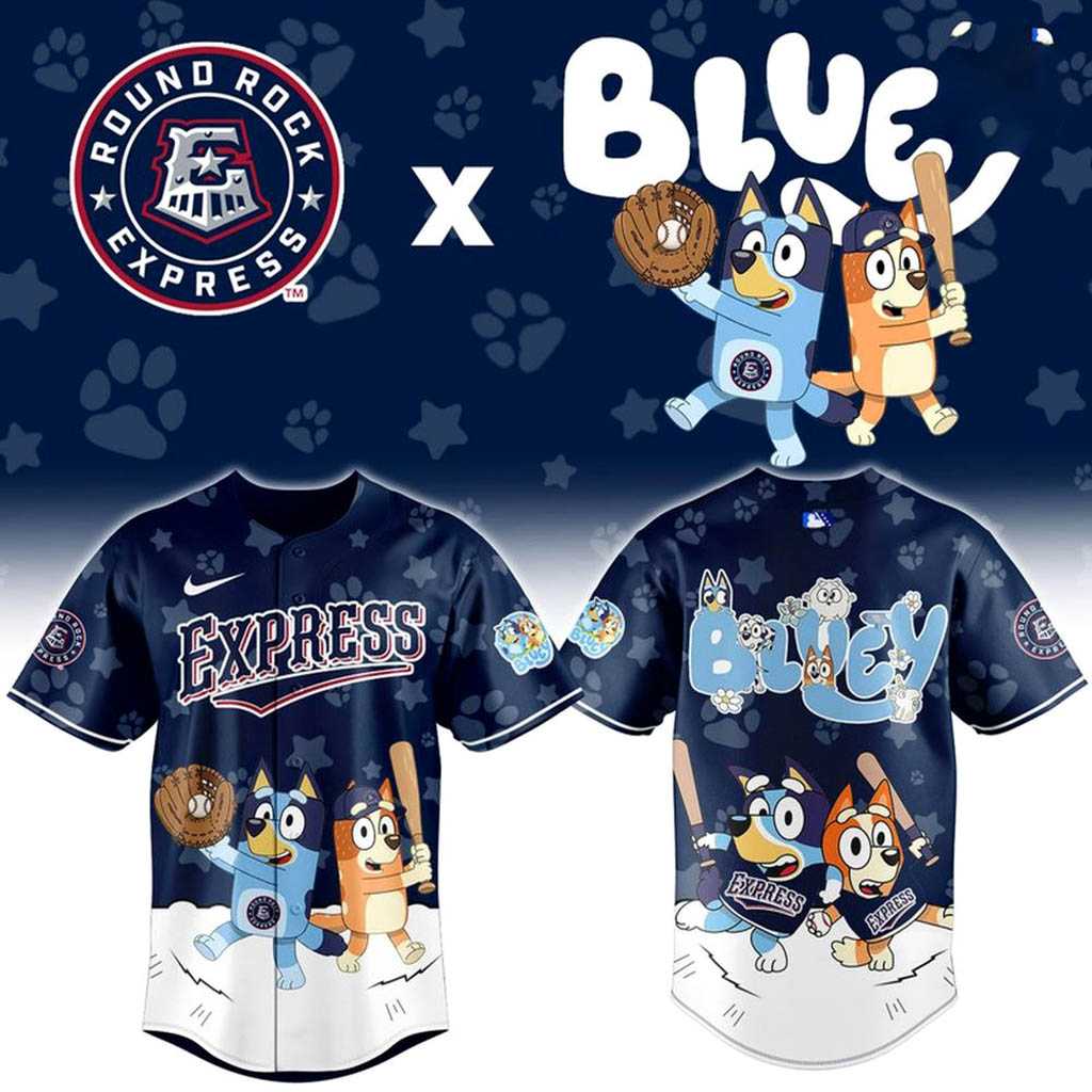 Round Rock Express Bluey Night Limited Baseball Jersey Round Rock Express Bluey Night Limited Baseball Jersey
