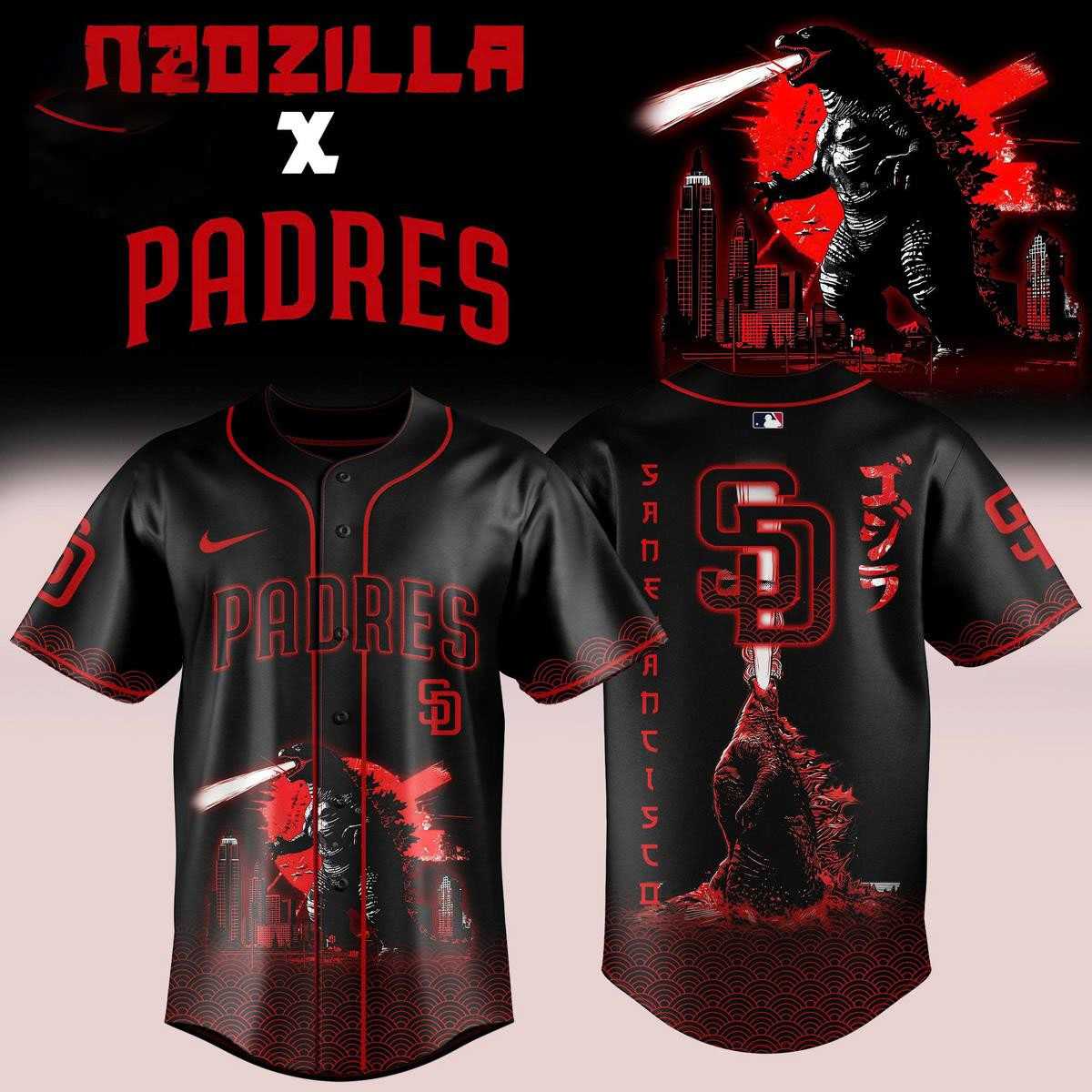 San Diego Padres Godzilla King of The Monsters Baseball Jersey