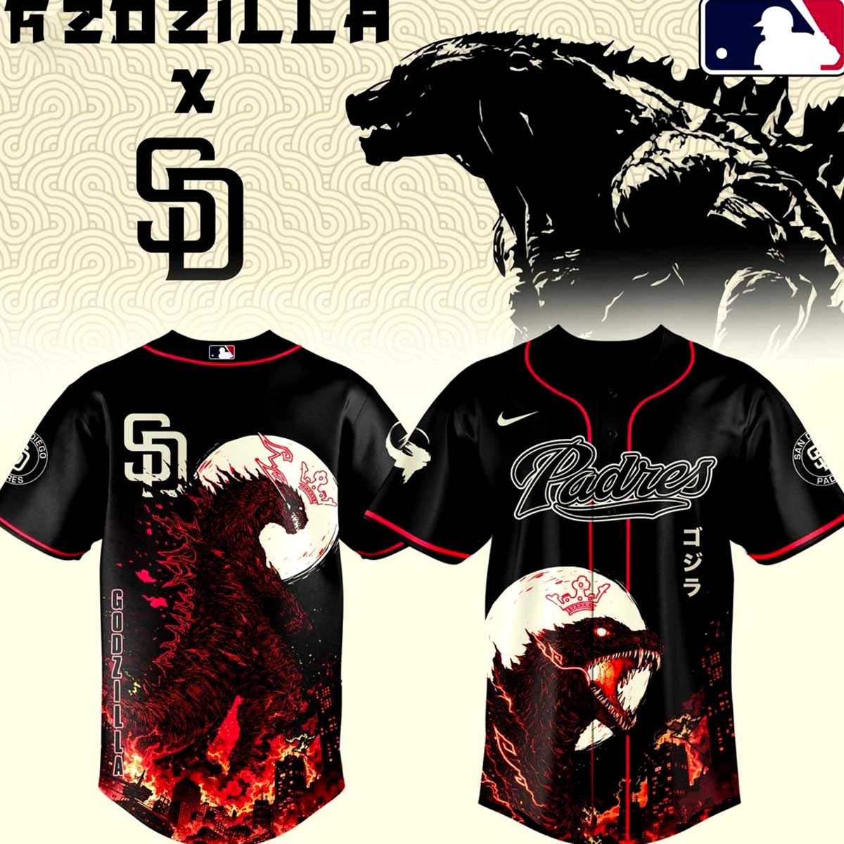 San Diego Padres Godzilla Minus Zero Baseball Jersey San Diego Padres Godzilla Minus Zero Baseball Jersey