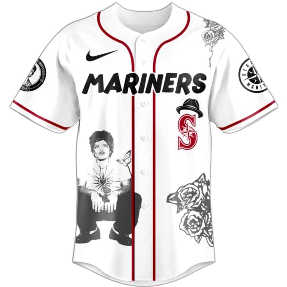 Seattle Mariners Bruno Mars Tour 2026 Baseball Jersey Seattle Mariners Bruno Mars Tour 2026 Baseball Jersey