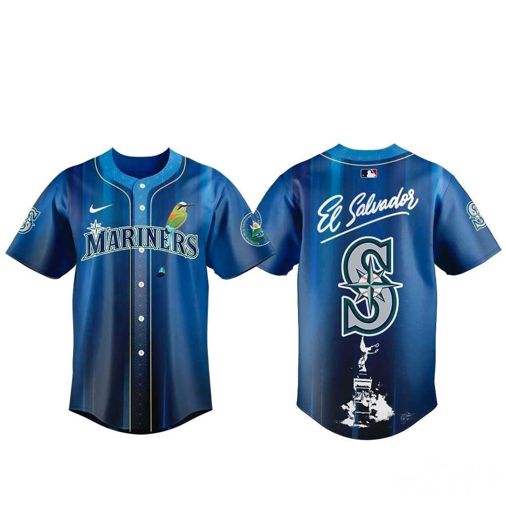 Seattle Mariners Salvadoran Heritage Day 2026 Baseball Jersey Seattle Mariners Salvadoran Heritage Day 2026 Baseball Jersey