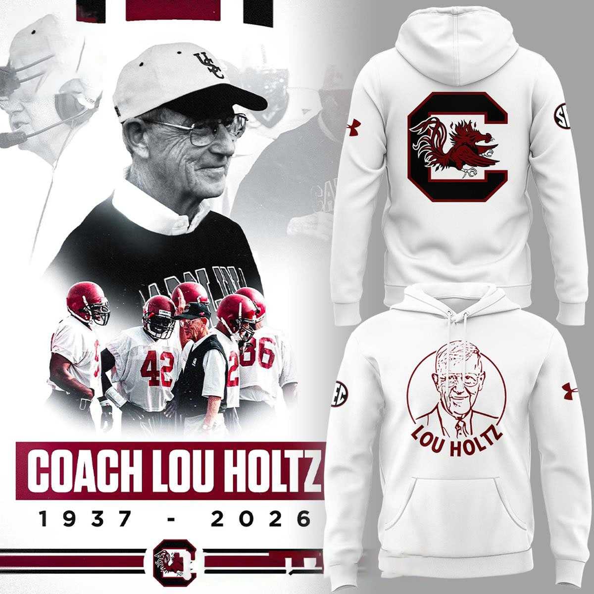 South Carolina Gamecocks Legacy Of Lou Holtz 1937-2026 Tee Hoodie