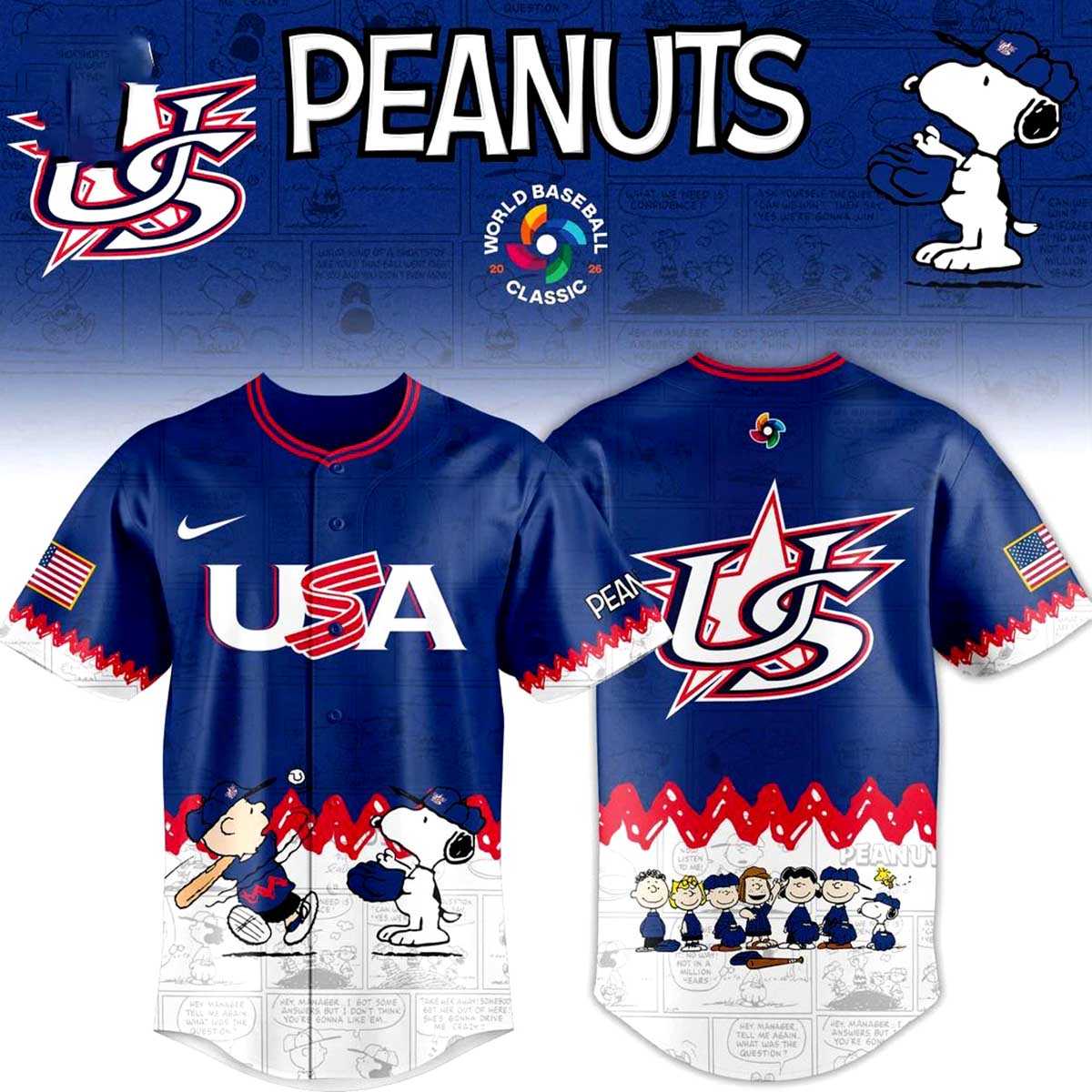 USA Peanuts Baseball Team 2026 World Edition Jersey USA Peanuts Baseball Team 2026 World Edition Jersey