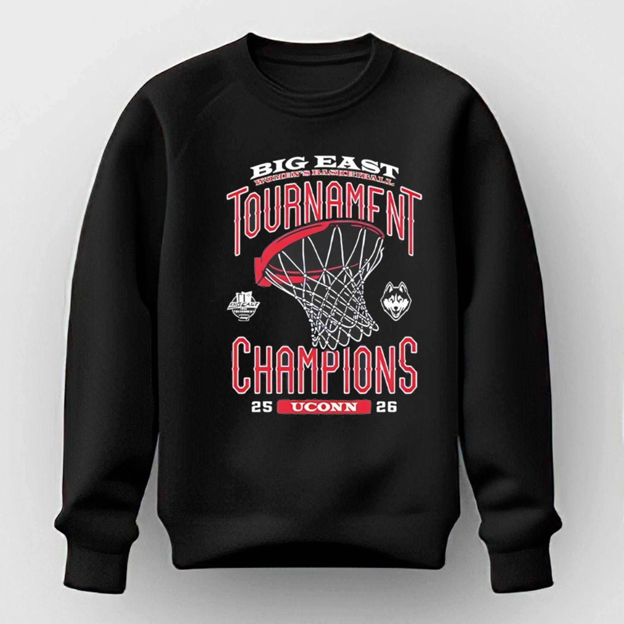 Uconn Huskies Big East Womens Basketball Tournament Champions 25 26 Tee